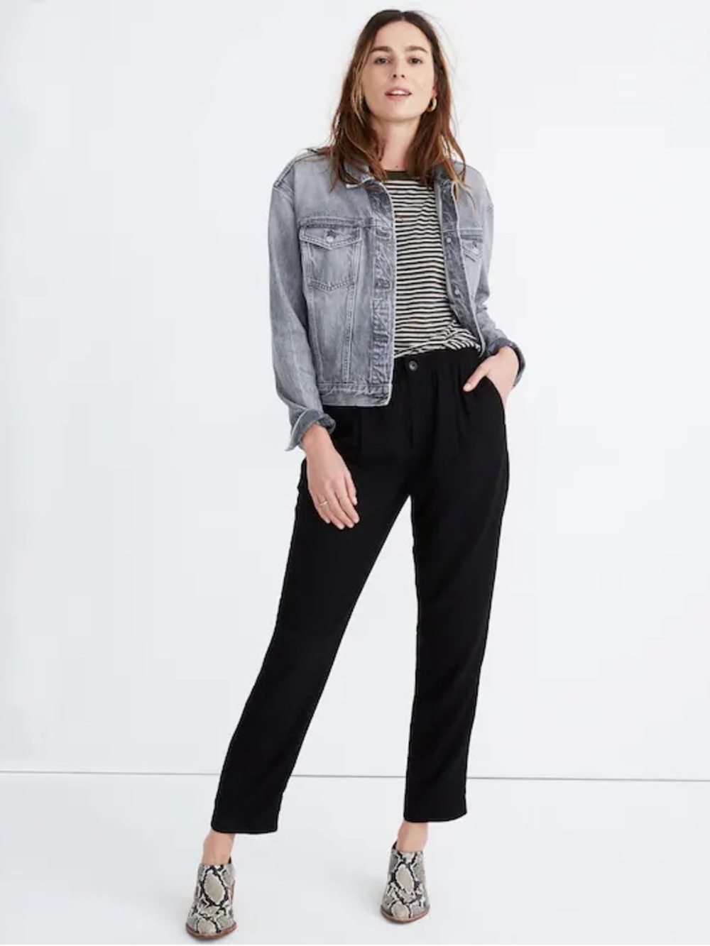 Madewell Drapey Track High Rise Comfy Cropped Trousers  |  Size: L